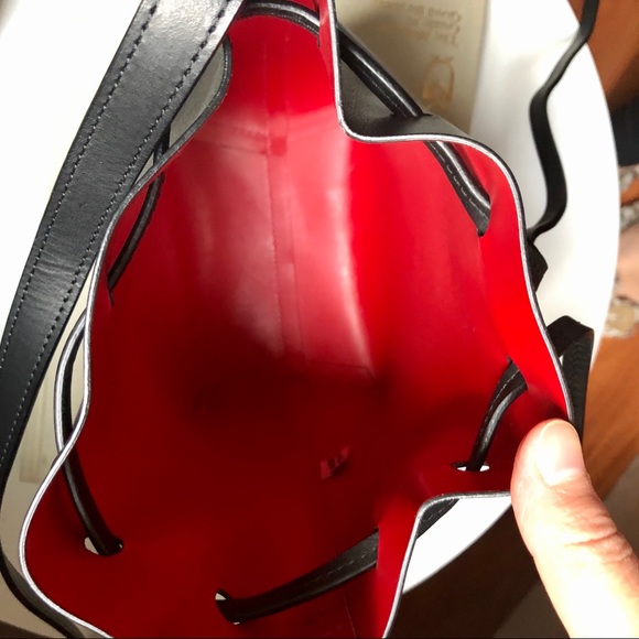 Mansur Gavriel Mini Mini Bucket Bag (Black/Flamma) - Picture 10 of 13